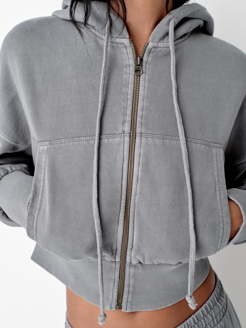 Zara Light Gray Hooded Sweatshirt